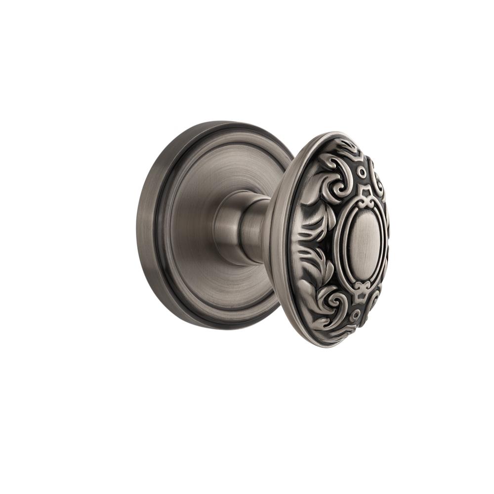 Grandeur by Nostalgic Warehouse GEOGVC Privacy Knob - Georgetown Rosette with Grande Victorian Knob in Antique Pewter